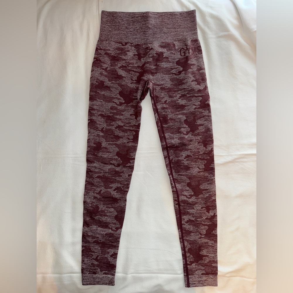Gymshark Maroon Camo Leggings